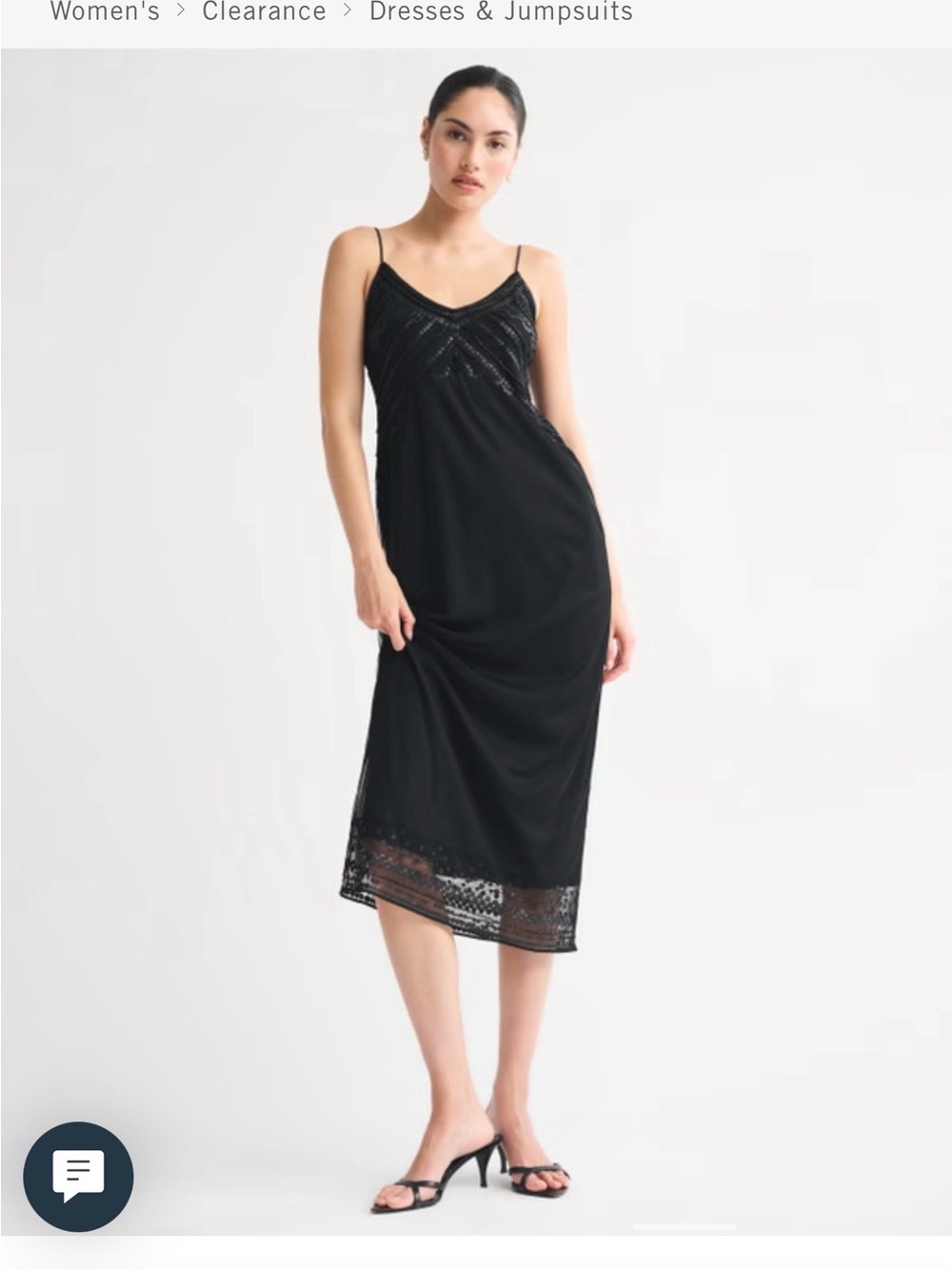 NWT Abercrombie & Fitch Tie-Back Beaded Slip Midi Dress Black XS